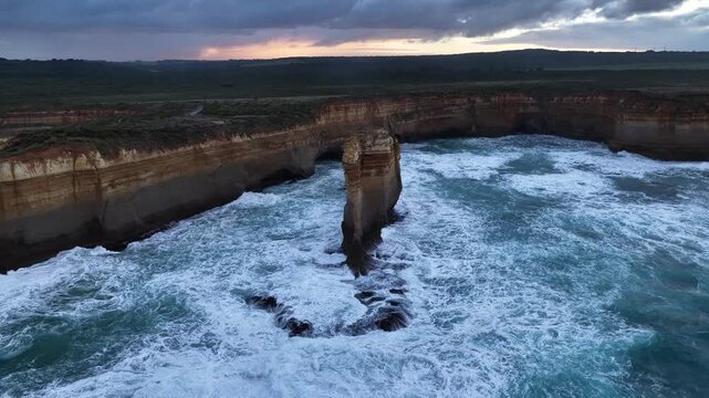 The Razorback, Great Ocean Road, Victoria, Australia &ndash; 4K Aerial Drone Footage of Dramatic Limestone Cliffs, Rugged Coastline, Ocean Waves and Scenic Coastal Landscape in Port Campbell National Park