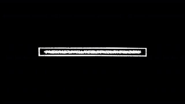 White Crayon Textured Stream Overlay Loading Bar with Grainy Speckled Fill Sweeping Left to Right, Looping Animation on Transparent Background