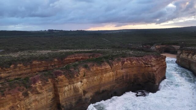 The Razorback, Great Ocean Road, Victoria, Australia &ndash; 4K Aerial Drone Footage of Dramatic Limestone Cliffs, Rugged Coastline, Ocean Waves and Scenic Coastal Landscape in Port Campbell National Park