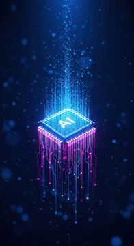 Futuristic Artificial Intelligence Chip Digital Technology Central Processing Unit Ai Microchip System Neural Network Connection Neural Network Data Transfer