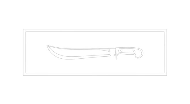 Machete Outline Illustration - Sharp Blade and Handle