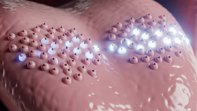 4K CGI Visualization of Taste Improvement Concept Featuring Illuminated Tongue Papillae and Enhanced Sensory Experience