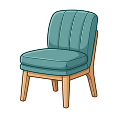 Fototapeta premium Modern Teal Armchair with Wooden Legs
