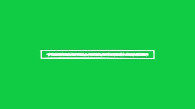 White Crayon Textured Stream Overlay Loading Bar with Speckled Granular Fill Extending Across Frame, Looping Animation on Green Screen