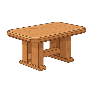 Wooden coffee table with block legs and crossbar