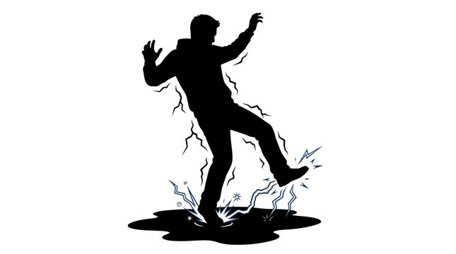 Man running from electric shock.