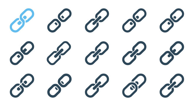 Collection of Link Icons: Connection, Network, and Data Transfer Concepts