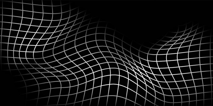 Futuristic perspective grid box black background design. Mesh texture nets. Abstract wireframe with white grid line