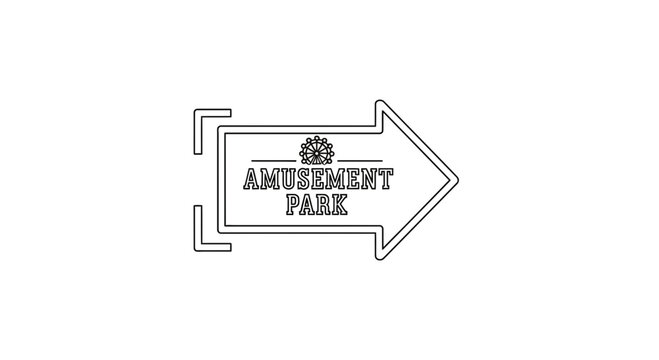 Amusement Park Sign Arrow Direction, Fun Fair Entertainment Attraction Entrance