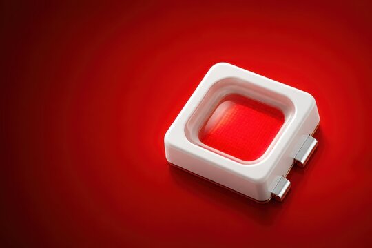 Red glowing button icon on a glossy background