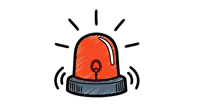 Emergency siren light, warning beacon icon, red alert signal, vector illustration