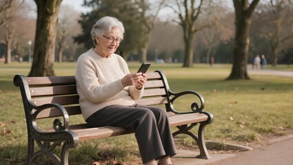 Fototapeta premium Senior woman using smartphone