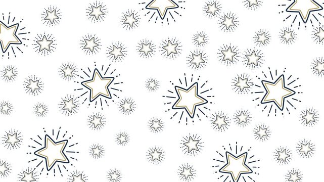 Seamless pattern of star doodles in pen sketch style with repeating layout, perfect for fabric prints, stationery, wrapping paper, web backgrounds, and apps.