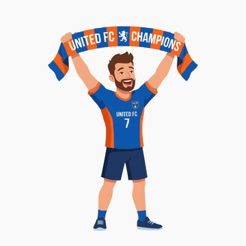 Champion's Triumph: An athlete embodies victory, brandishing a champions' scarf in a moment of pure elation and pride. The spirit of competition is captured in this illustration of a winner