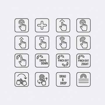 Touch Gesture Outline Icons for Mobile Device Interfaces and Ux