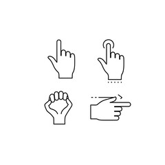 Fototapeta premium Set of Diverse Hand Gesture Line Icons for User Interface and Mobile Applications