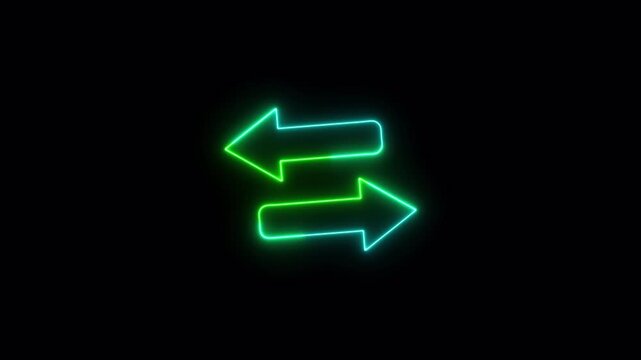 Neon Exchange Arrows Icon Animation Transfer Direction Navigation Concept with Transparent Background