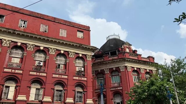 Writers' Building (Mahakaran) in Kolkata, India; a professional architectural shot of the historic government building located at Dalhousie Square (B.B.D. Bagh).