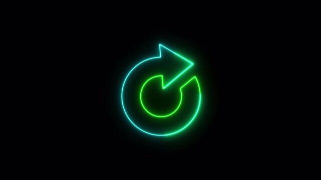 Neon Refresh Icon Animation Reload Update Synchronization Concept with Alpha Channel