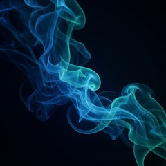 Fototapeta premium Ethereal streams of deep blue and teal vapor swirl in a dark space with cinematic depth and soft global illumination creating a moody glow, ripple, nebula, organic