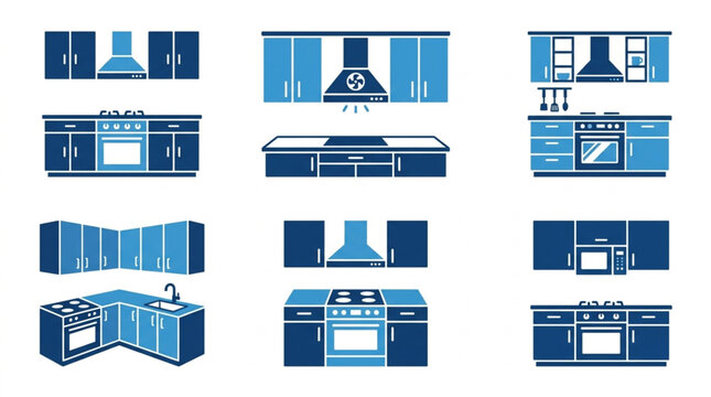Collection of kitchen design blueprints.