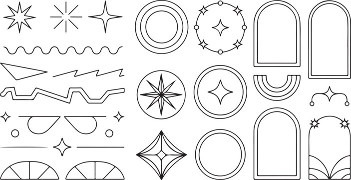 Star and sun emblem elements collection