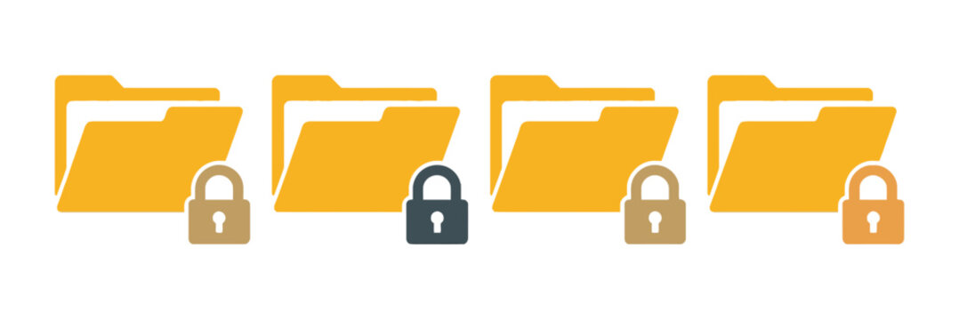 File folder locked icon vector illustration for secure document protection privacy access control and data security concept