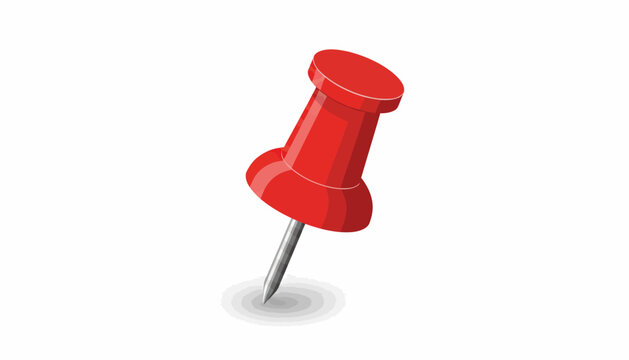 Red push pin, thumbtack icon, vector graphic, office supply, red tack