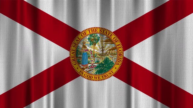 Florida Flag Animation With Fabric Texture