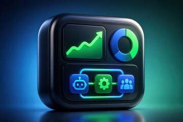 Fototapeta premium Business analytics dashboard with growth chart and automation icons