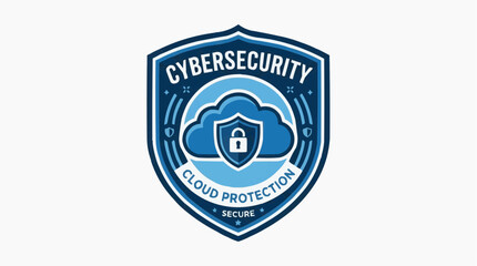Naklejka premium Cybersecurity Cloud Protection: A striking emblem showcasing Cybersecurity and Cloud Protection, symbolizing robust digital security and data safeguard.