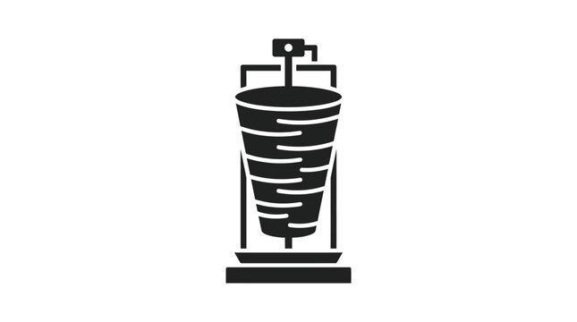 D&ouml;ner kebab or shawarma vertical rotisserie machine icon silhouette with fast food street food middle eastern app icon