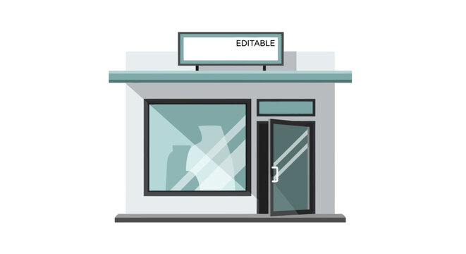 Modern Storefront with Large Window and Open Door - Editable Sign