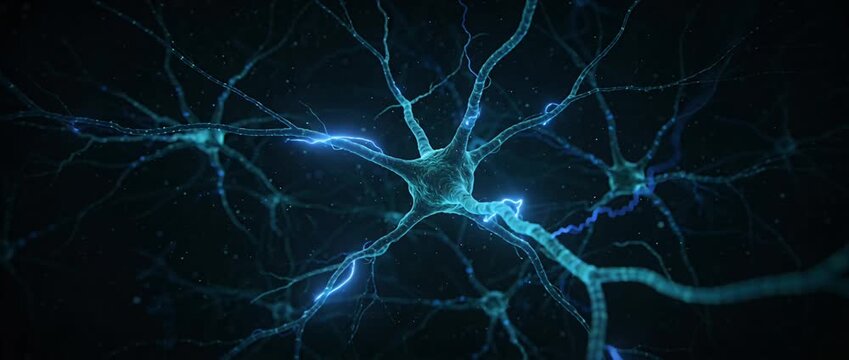 Neuron Nerve Brain Biology Anatomy Network Science Medical Abstract Glowing Cell Fiber Synapse Electric Energy Connection Technology Pattern Structure Neural Microscopic Blue Digital Smooth Line