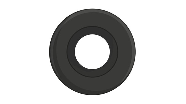 Stylized black rubber tire or washer shape on a white background