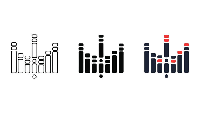 Sound equalizer, music audio meter and waveform flat design vector illustration