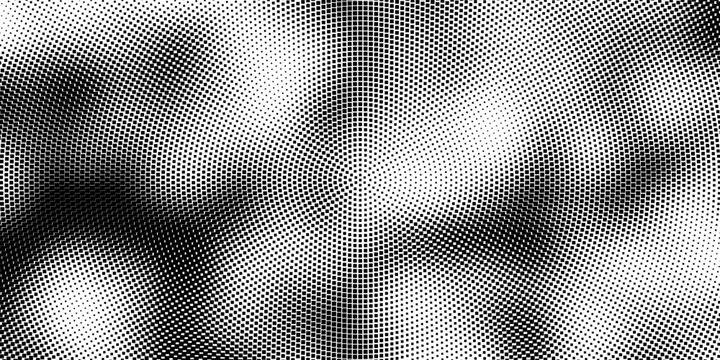 Dotted halftone gradient texture. Vanishing polka dot background. Repeating dots gradation pattern background. Black fading comic pop art overlay backdrop. Raster effect wallpaper. Vector halftone