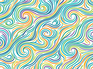 Obraz premium Colorful Swirling Wave Pattern with Curved Lines for Decorative Background