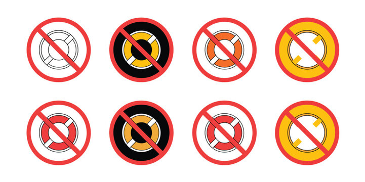 No lifeguard warning icon vector illustration featuring swimming safety notice beach pool hazard and no supervision warning concept design