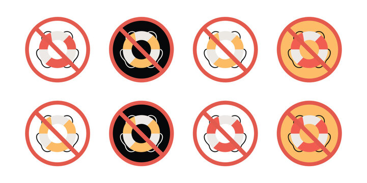 No lifeguard warning icon vector illustration for swimming safety notice beach pool hazard and unattended water area sign