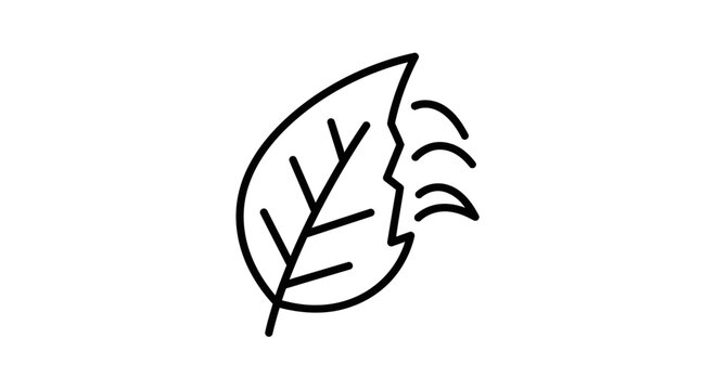 Leaf Damaged by Pests, Insect Attack Icon, Outline Vector Illustration