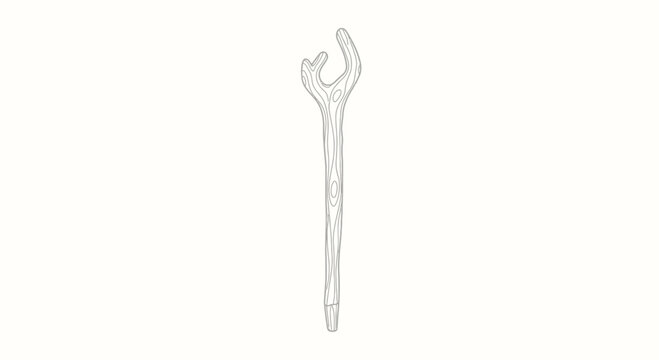 Handcrafted Wooden Wand with Natural Twig Texture, Fantasy Staff Icon