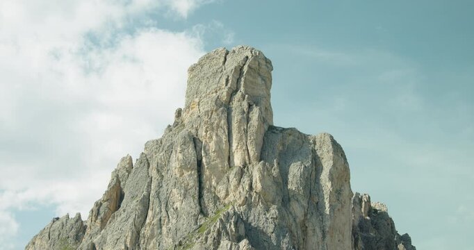 Close-up of the Ra Gusela mountain peak in the Dolomites, Italy