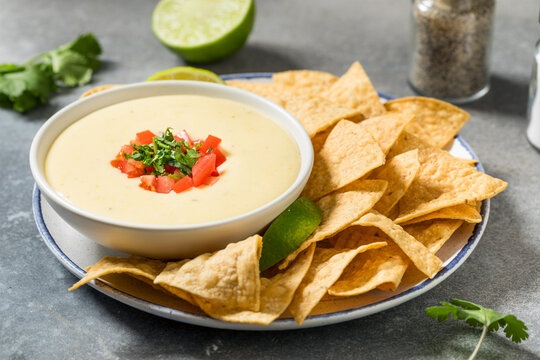 Homemade Mexican Cheese Queso with Tortilla Chips