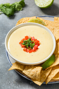Homemade Mexican Cheese Queso with Tortilla Chips