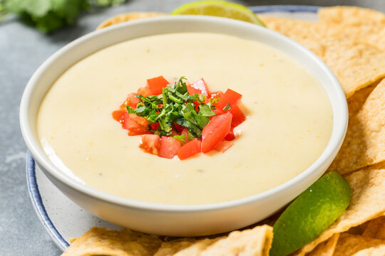 Homemade Mexican Cheese Queso with Tortilla Chips