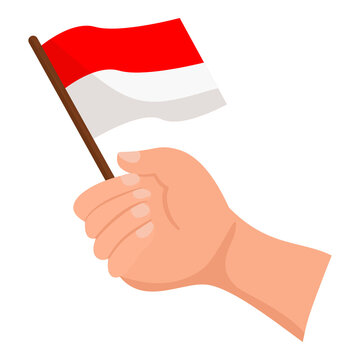 Hand Holding Indonesia Flag Patriotic 