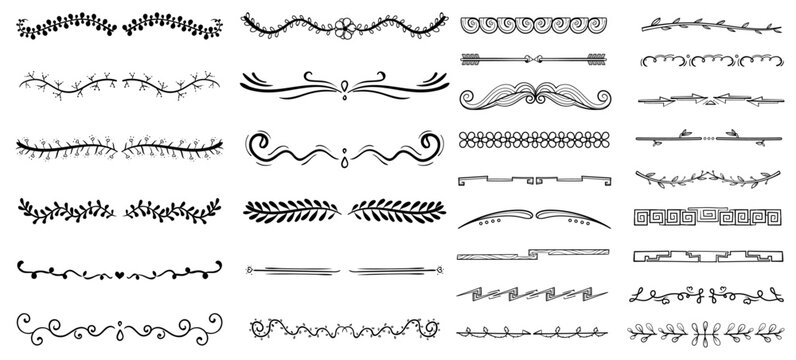 Ornate Leaf Arrow Greek Floral Dividers Vector Set