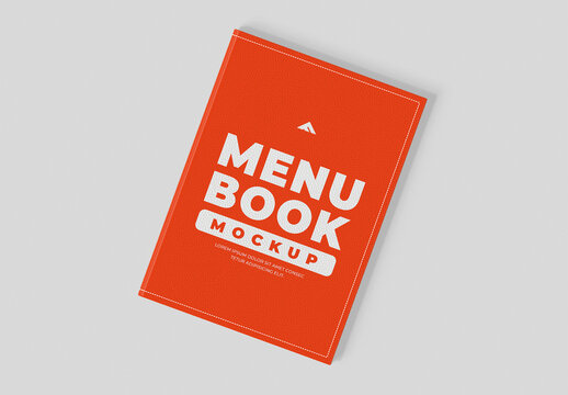 Restaurant Menu Book Mockup With Minimal Background