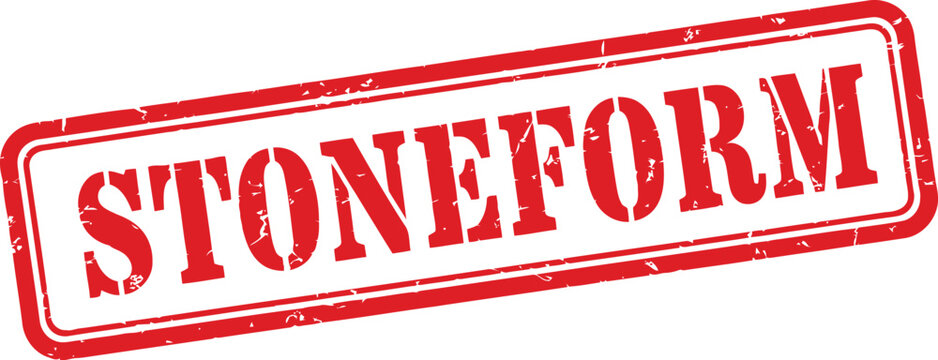 Stoneform text stamp graphic with stoneform business official document approval rejection